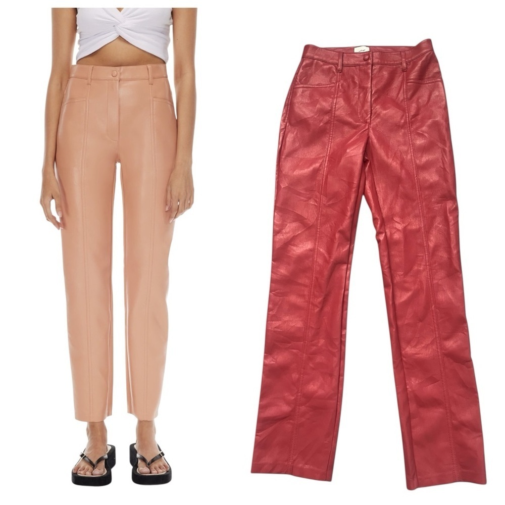 Wilfred Aritzia Rebel vegan faux leather high waisted straight leg pants